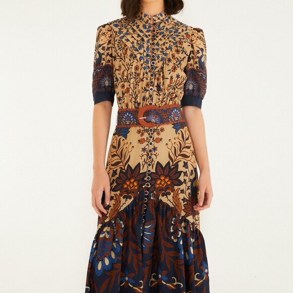 FARM Rio Short Sleeve Midi Dress, Size XS - Picture 2 of 3